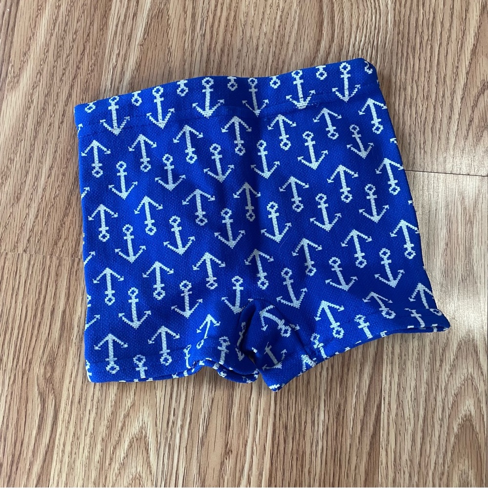 VINTAGE 70s JC PENNEY BLUE ANCHOR PRINT SWIM TRUNKS SHORTS SIZE 4 KIDS AMAZING!